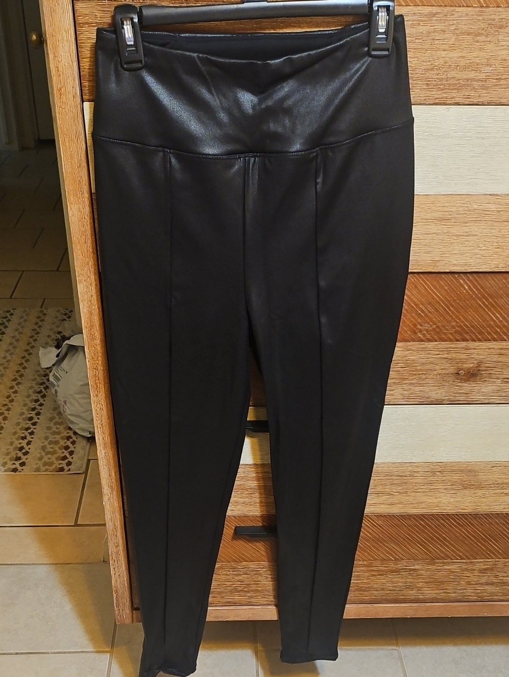 Shapewear Faux Leather Tummy Control High Rise Leggings